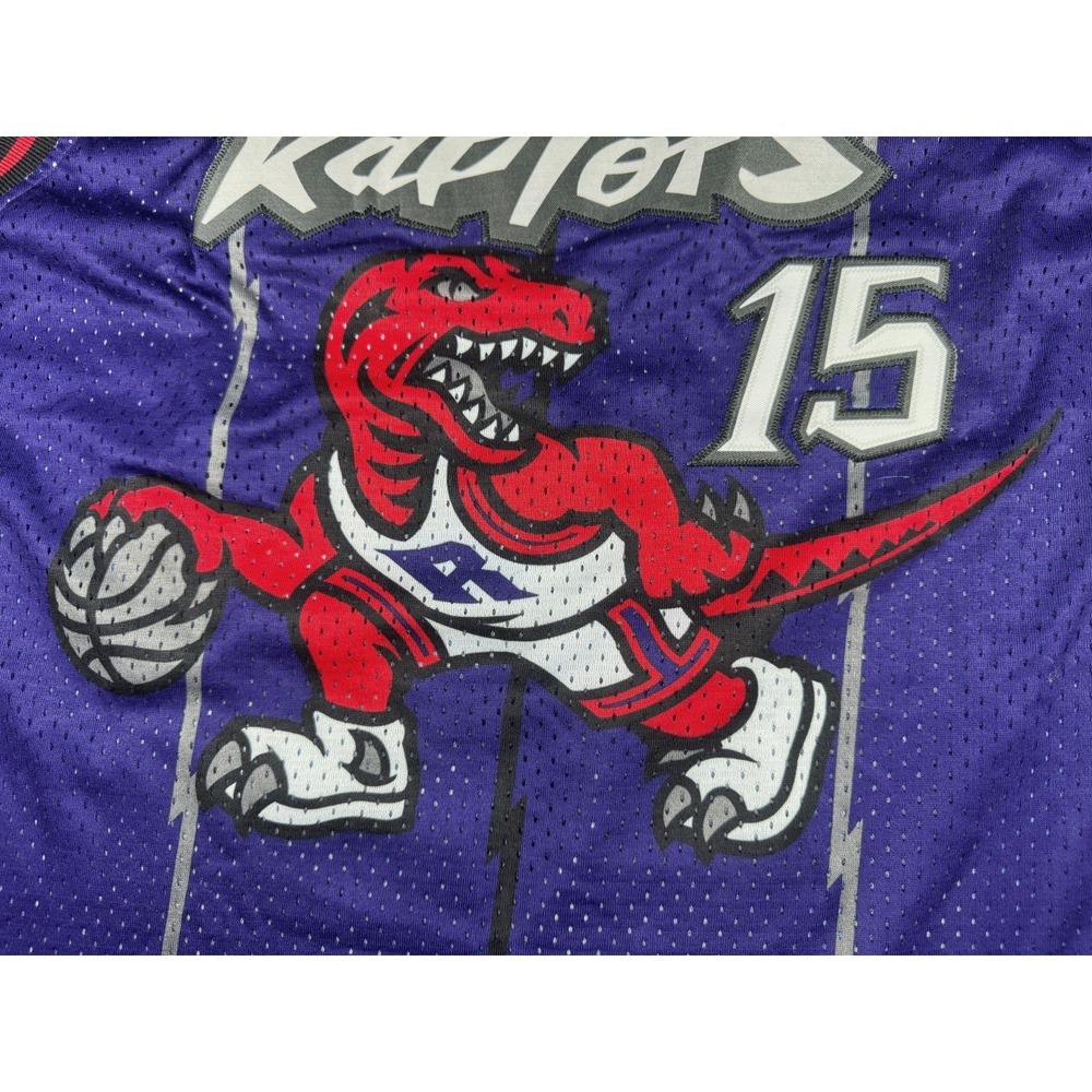 VTG Nike Vince Carter #15 Toronto Raptors Jersey Dino Purple Size L +2 Y2K NBA - Picture 9 of 16